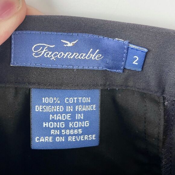 Faconnable Navy High Waist Twill Long Short Size 2 - Picture 4 of 6